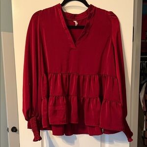 Glam Red Tiered Blouse